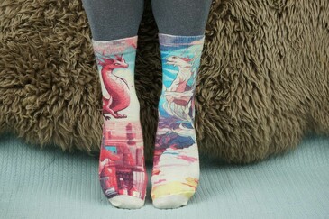 Носки шерстяные тонкие Серия непара. Драконы мальчик и девочка Шерстянки