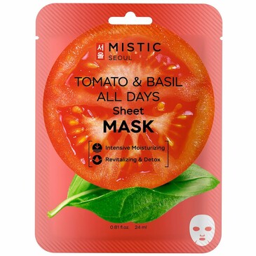 Маска тканевая для лица с экстрактами томата и базилика 24 мл Mistic