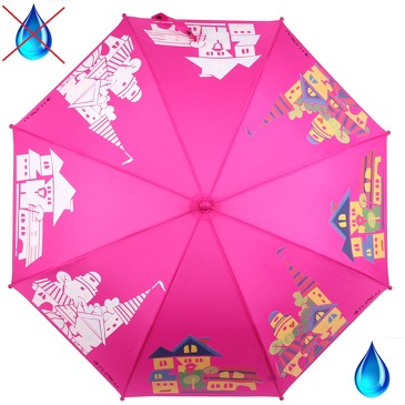 Зонт-трость детский с проявляющимся рисунком Городок Flioraj
