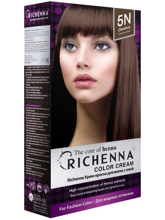 Крем-краска для волос с хной № 5N (Chestnut), 60 мл. /60 мл. Richenna