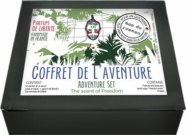 Набор для мужчин (мыло 100 г , парфюмированный спрей для тела LIBERTE 100 мл, подставка для мыла) Mas du Roseau