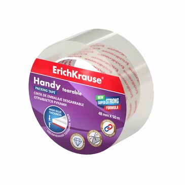 Клейкая лента упаковочная Handy tearable, повышенной прозрачности, 48mmх50m (1шт.) ErichKrause