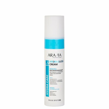 Крем-уход восстанавливающий для глубокого увлажнения сухих и обезвоженных волос Hydra Gloss Cream, 250 мл, Aravia Professional 
