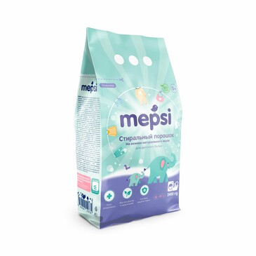Стиральный порошок на основе натурального мыла гипоаллергенный для детского белья 2400 гр.  Mepsi