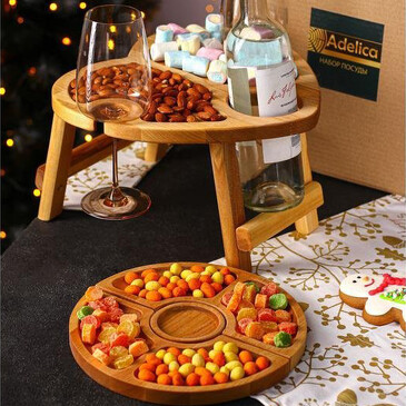 Подарочный набор посуды С любовью (столик для вина d=32, менажница d=25 см, подсвечник d=8 см) Adelica