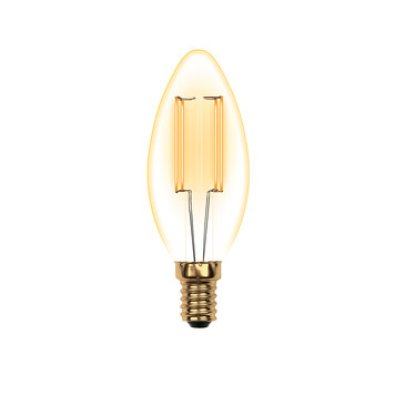 Лампа светодиодная Vintage. E14 .Форма свеча (золотистая колба) Uniel