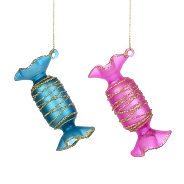 Набор новогодних украшений Конфетки розовый, голубой (2 шт. по 8 см) Goodwill M&G