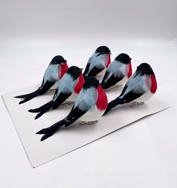 Украшение елочное набор снегирей на клипсе 12 см (6 шт.) Christmas Deluxe