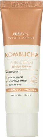 Крем для лица солнцезащитный с комбучей, пробиотиками и ниацинамидом SPF50+ PА++++, 55мл Nextbeau