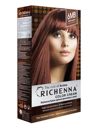 Крем-краска для волос с хной № 6MB (Mahogany), 60 мл. /60 мл. Richenna