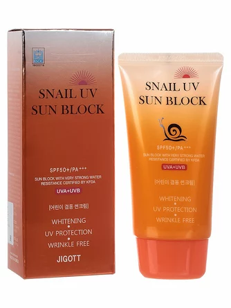 Крем для лица солнцезащитный snail spf50 pa+++ 70 мл Jigott