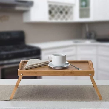 Поднос для кровати из бамбука со складными ножками 48x30x6.5x24 см Arya Home