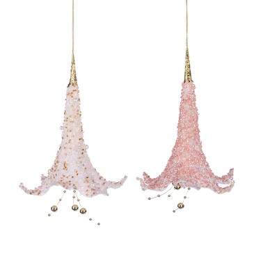 Набор новогодних украшений Цветочки подвесные розовый и золото (2 шт. по 16,5 см) Goodwill M&G