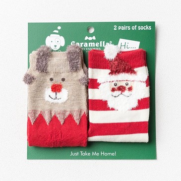 Носки детские Дед мороз и олень (2 пары) Caramella