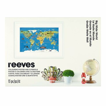 Набор Постер для раскрашивания - карта мира, карандаши Reeves