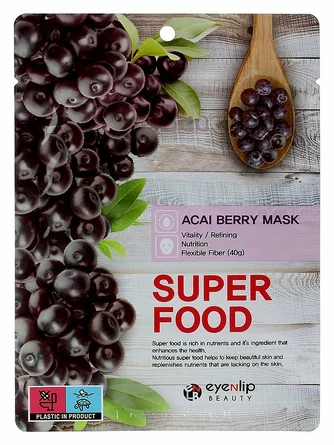 Маска на тканевой основе с экстрактом ягод асаи super food mask acai berry Eyenlip