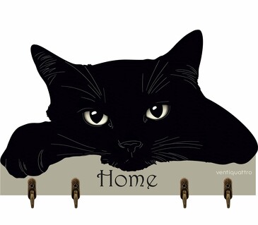 Ключница настенная. Черный кот Ventiquattro