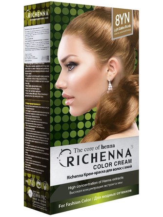 Крем-краска для волос с хной № 8YN (Light Golden Blonde), 60 мл. /60 мл. Richenna