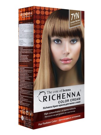 Крем-краска для волос с хной № 7YN (Golden Blonde), 60 мл. /60 мл. Richenna