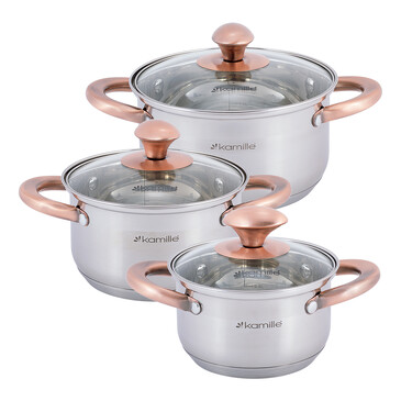 Набор кастрюль (6 пр.: 1 л, 1,5 л, 2 л) Kamille