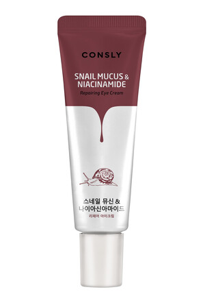 Крем для кожи вокруг глаз восстанавливающий с муцином черной улитки и ниацинамидом, 25 мл Consly