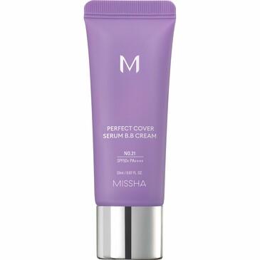 BB крем для лица тональный Perfect Cover Serum, с антивозрастной сывороткой, SPF 50, тон 21, 20 мл Missha