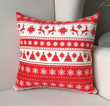 Наволочка декоративная Новогодние олени и елки 40х40 см Zaberite
