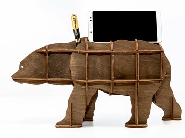 Модель сборная Настольный органайзер Медведь, 37x10x19 Eco Wood Art