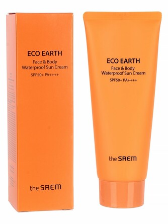 Крем солнцезащитный для лица и тела водостойкий eco earth face&body waterproof sun cream spf 50+ pa++++ , 100 мл The Saem