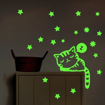 Светящаяся наклейка Спящий котенок Виниловая лепота
