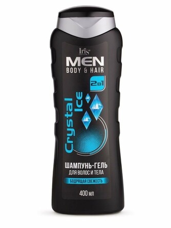 Шампунь-гель мужской для волос и тела Crystal Ice 400 мл Iris Cosmetic