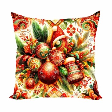 Наволочка декоративная Букет из елочных игрушек 40х40 см Zaberite