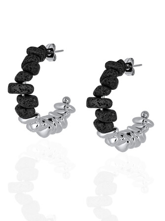 Серьги-кольца с лавой и гематитом L'attrice