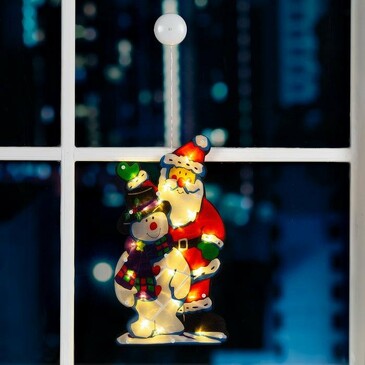 Световая фигура на присоске. Дед Мороз и снеговик, 20 Led Luazon Lighting