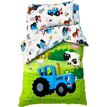 Комплект постельного белья Ферма (поплин) Синий трактор