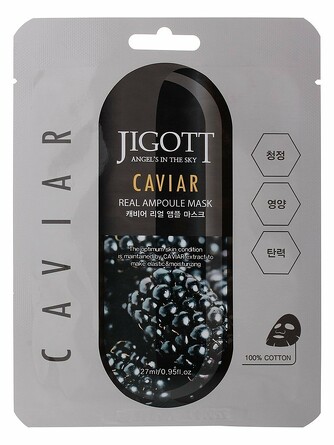 Маска на тканевой основе caviar real ampoule mask Jigott