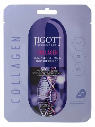 Маска на тканевой основе collagen real ampoule mask Jigott