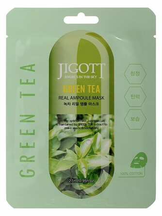Маска на тканевой основе green tea real ampoule mask Jigott