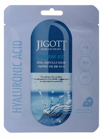 Маска на тканевой основе hyaluronic acid real ampoule mask Jigott