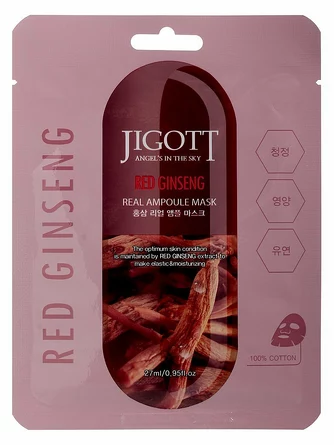 Маска на тканевой основе red ginseng real ampoule mask Jigott