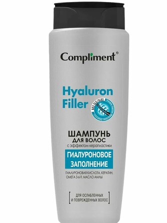 Шампунь для волос с эффектом керапластики hyaluron filler, 400 мл Compliment