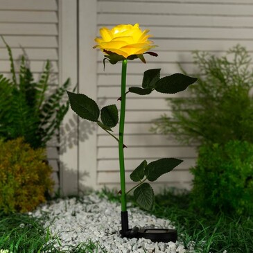 Фонарь садовый на солнечной батарее Роза желтая, 75 см, 1 led Luazon Lighting