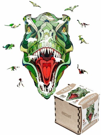 Пазл-головоломка деревянный Динозавр T-REX, S, 28x17x0,5 Eco Wood Art