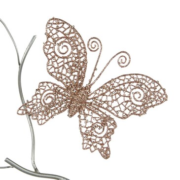 Украшение ёлочное Открытая бабочка на клипсе розовое золото 20 см Goodwill M&G