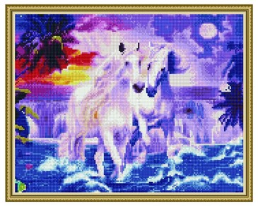 Мозаика алмазная (выкладка стразами). Белые лошади ВанГогВоМне, 5