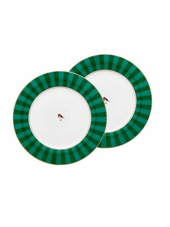 Набор тарелок (2 шт. по Ø26,5 см) Love Birds Stripes Emerald-Green Pip Studio