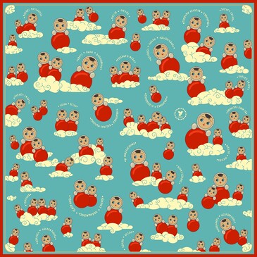 Платок Неваляшка вдохновение, 90x90, Nina Ruchkina