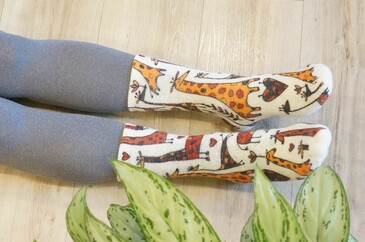 Шерстяные носки ®Mahra внутри с принтом Серия Африка. Жирафы Шерстянки