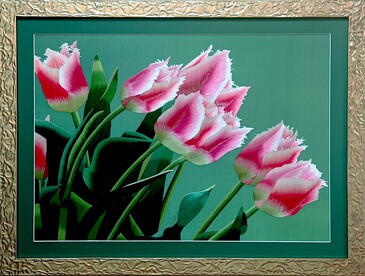 Картина вышитая шелком авторская Утренняя нежность (ручная работа), 65х49х3 Живой Шелк