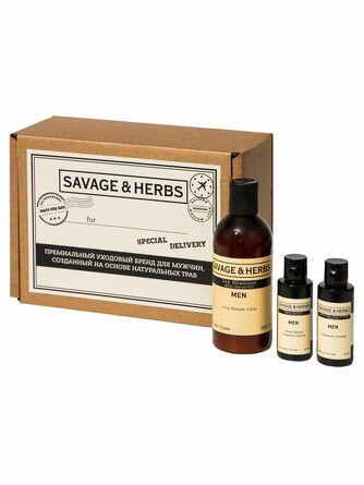 Мужской шампунь травяной Природная сила с бергамотом, крапивой и плющем (3шт) Savage&Herbs 